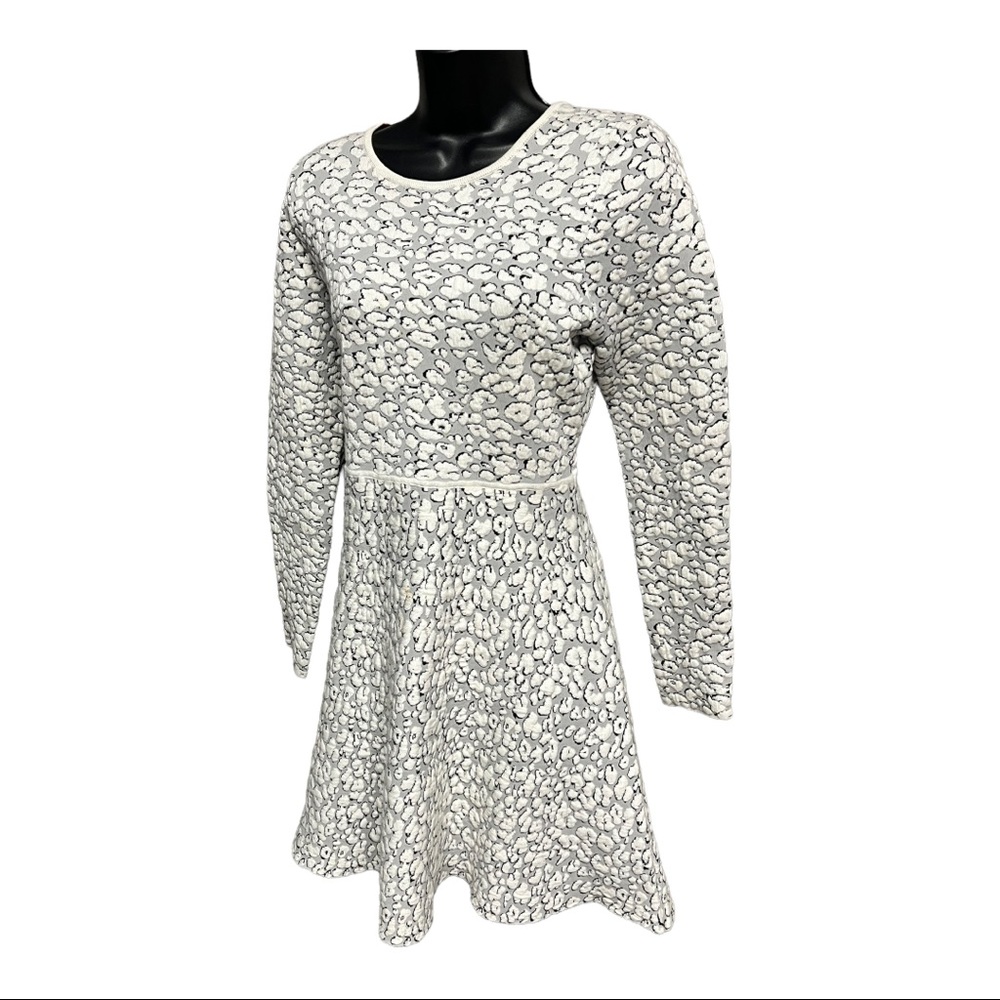 Eliza J White and Gray Long Sleeve Dress